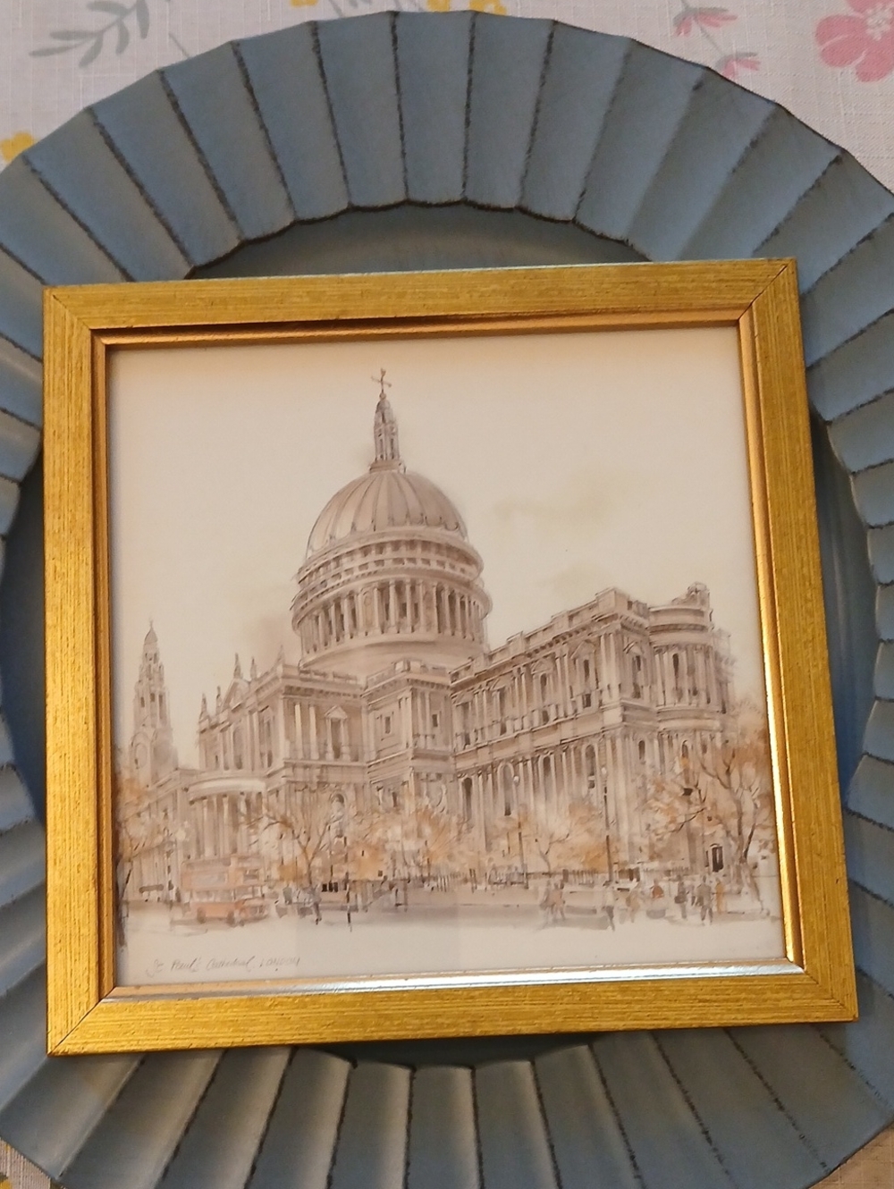 Framed Architectural Print in Gold Frame